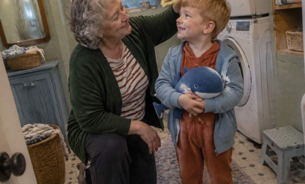 My five-year-old grandson touched my nose with his damp little finger while I was giving him a bath and said