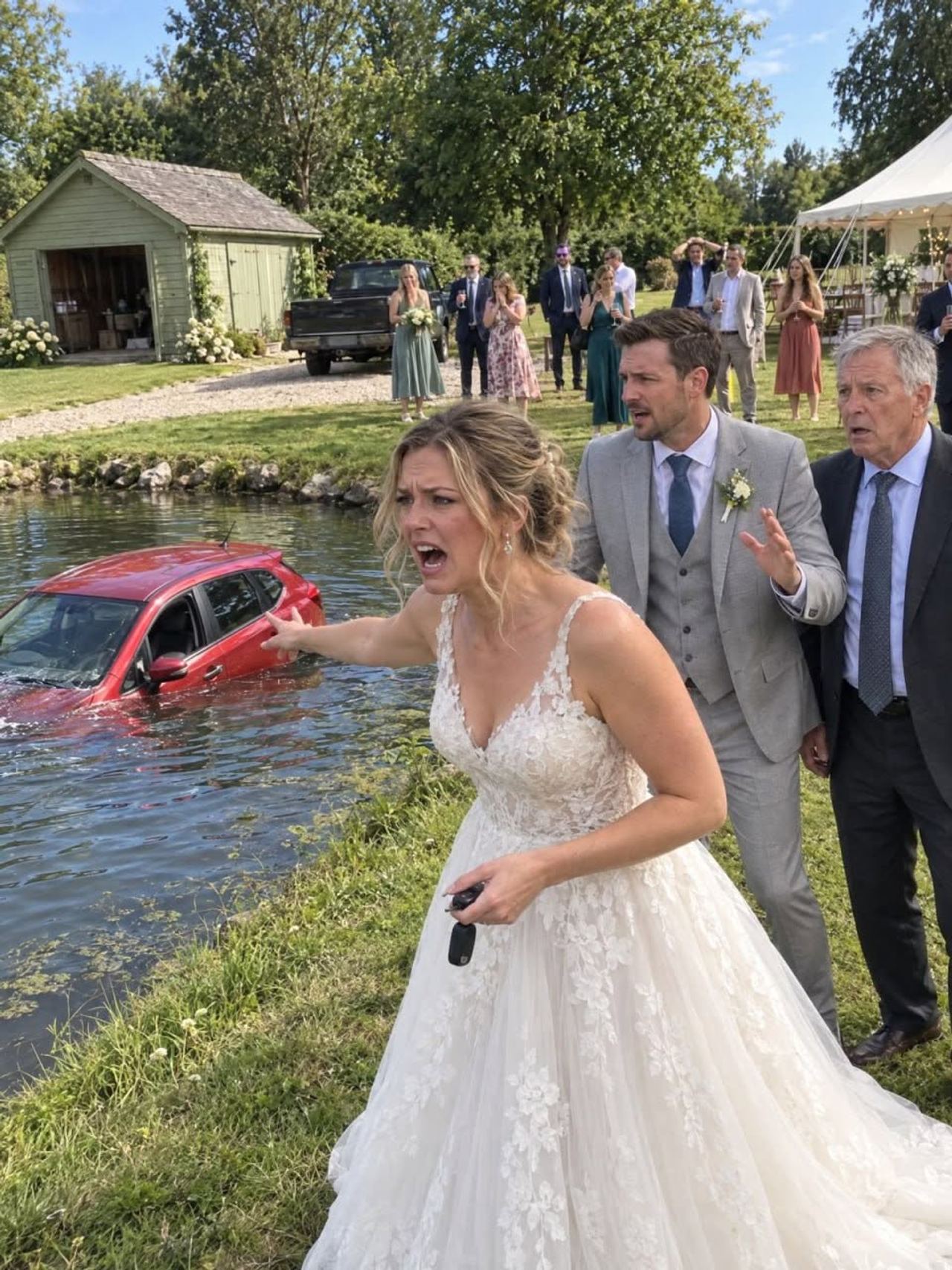 On My Wedding Day, My Brother Had My Grandfather’s Classic Mustang Lowered Into a Lake Whi